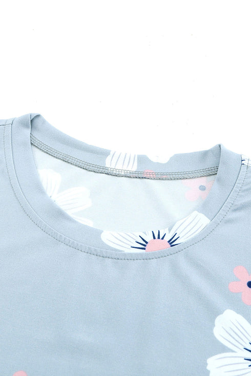 Crew Neck Floral Leopard Print Tank Top